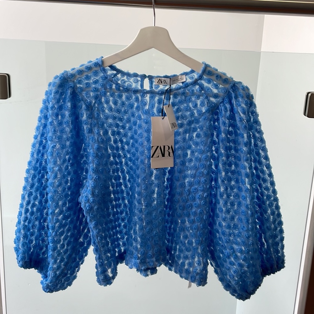 Zara Floral Shirt - Size M - Boho Chic Lightweight Top - Picture 9 of 12